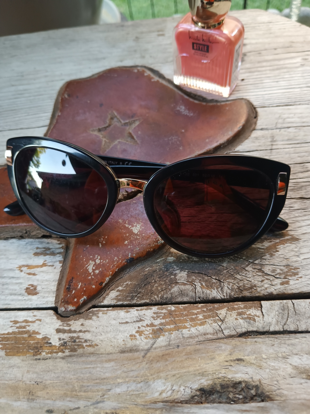 Bvlgari Black Cat-Eye Sunglasses with Brown Lenses